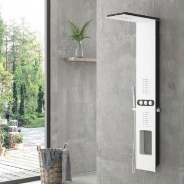 Panou de dus Karag A7118, Bianco Nero Touch aluminiu, negru si alb, 148x24.5cm