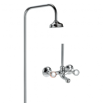 Baterie de cada cu coloana dus Remer Rubinetterie 1000-2000 08Y, comutator, para tip ploaie, 1 2 x 3 4, aerator, crom lucios, alama