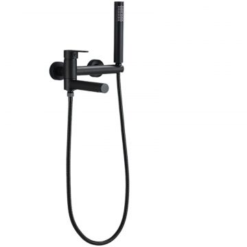 Baterie de Dus Cada Baie BisDesign , Deviator Apa Dinamic, Stil Rotund Elegant, Finisaj Negru Mat, 2 Functii de Curgere