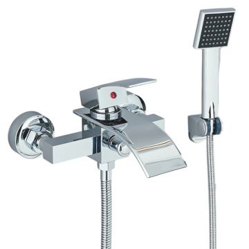 Baterie de Dus Cada BisDesign , Pipa Tip Cascada, Finisaj Crom Lucios, 2 Functii de Curgere