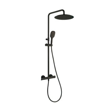 Coloana de dus, Blautherm, telescopica, cu termostat, para rotunda de 30 cm, negru mat, Ramon Soler