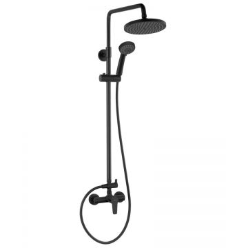 Coloana de dus cu baterie si para de dus monocomanda, negru mat, Ritto Black