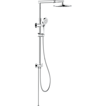 Coloana de dus IdroBric Madeira, para dus fixa 1 functie, para dus mobila 3 functii, protectie anticalcar, bara dus extensibila 78.5-135 cm, glisor mobil cu actionare prin apasare, furtun dus 1500 mm, deviator, Crom lucios
