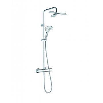 Coloana dus cu baterie si termostat Kludi, Fizz, suport culisant, crom