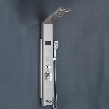 Panel de dus cu LED, cu efect de ploaie, argintiu, cod 1443