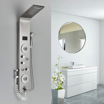 Panel de Dus cu LED, cu efect de ploaie si jeturi cu masaj, cod 1439