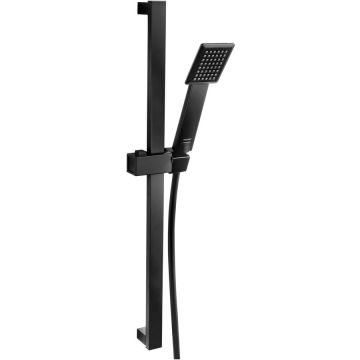 Set bara dus Ferro Sinus, 1 functie, bara dus 655 mm, cu suport fix, furtun dus 150 cm, Negru mat