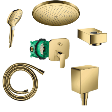Set de dus complet cu montaj in tavan Hansgrohe Auriu Lucios