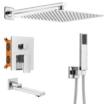 Set de dus cu para patrata 40 cm, 3 functii de curgere a apei, cod 1159