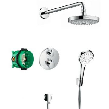 Set de dus fix si mobil cu baterie termostatata incastrata HANSGROHE DESIGN CROMA SELECT S / ECOSTAT S