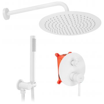 Set de dus încastrat Rea Lungo alb cu 2 funcții de curgere