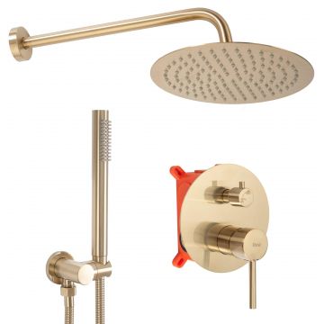 Set de dus încastrat Rea Lungo auriu mat cu 2 funcții de curgere