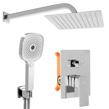 Set de dus încastrat Rea Orix crom cu 2 funcții de curgere