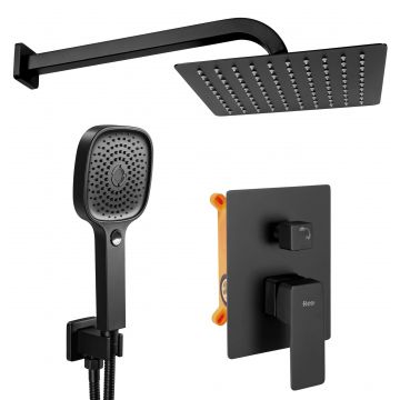 Set de dus încastrat Rea Orix negru mat cu 2 funcții de curgere