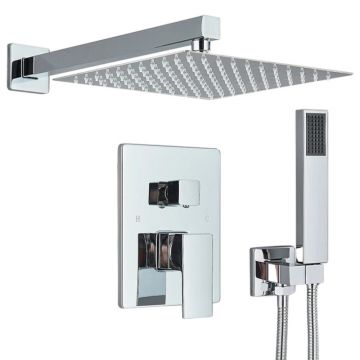 Sistem de Dus Baie BisDesign , Incastrabil, Finisaj Crom Lucios, Para Dus Perete Tip Ploaie 30 cm