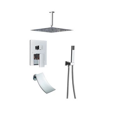 Sistem de Dus Incastrabil, Finisaj Chrome Lucios, Functie Cascada, Para dus tavan 40 cm